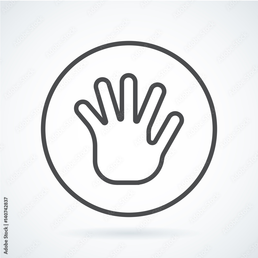 Black flat icon gesture hand of a human greeting palm Black flat icon gesture hand of a human greeting palm