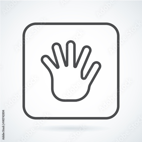 Black flat icon gesture hand of a human greeting palm