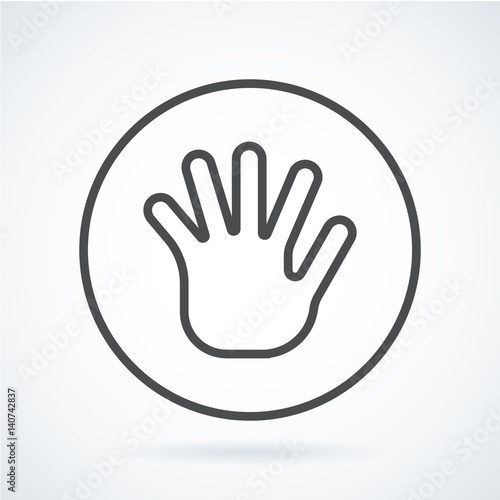 Black flat icon gesture hand of a human greeting palm