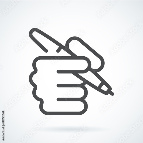 Black flat icon hand of a human with a pen