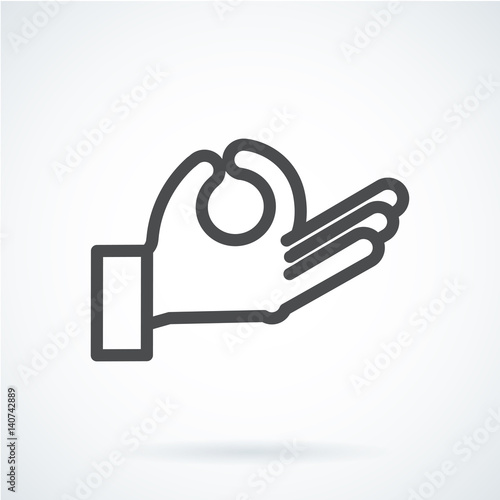 Black flat icon gesture hand of a human meditation, relax