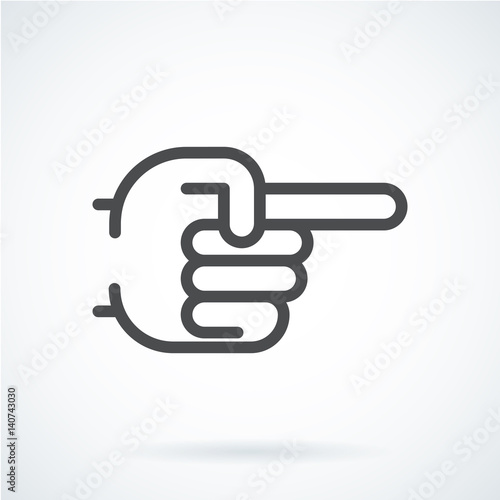 Black flat icon gesture hand of a human forefinger, pointer.