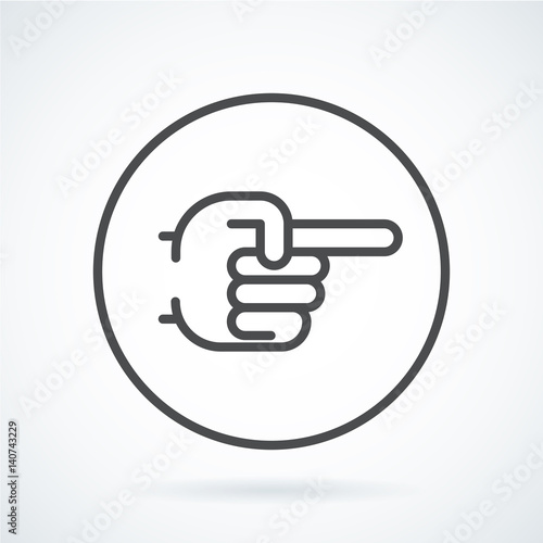 Black flat icon gesture hand of a human forefinger, pointer.