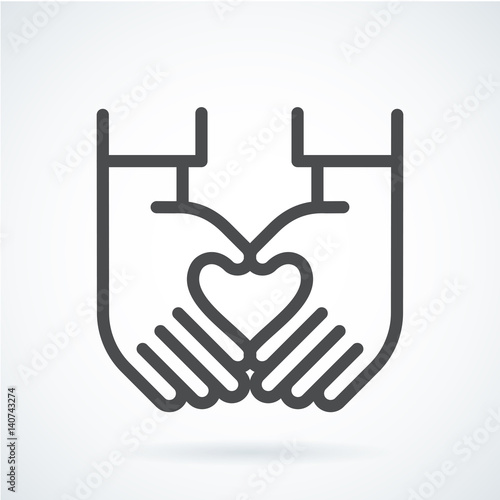Black flat icon gesture hand of a human heart