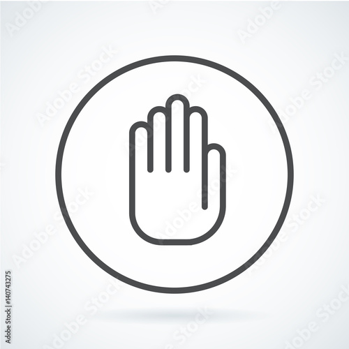 Black flat icon gesture hand of a human stop, palm.