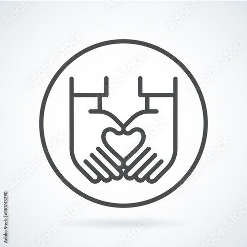 Black flat icon gesture hand of a human heart