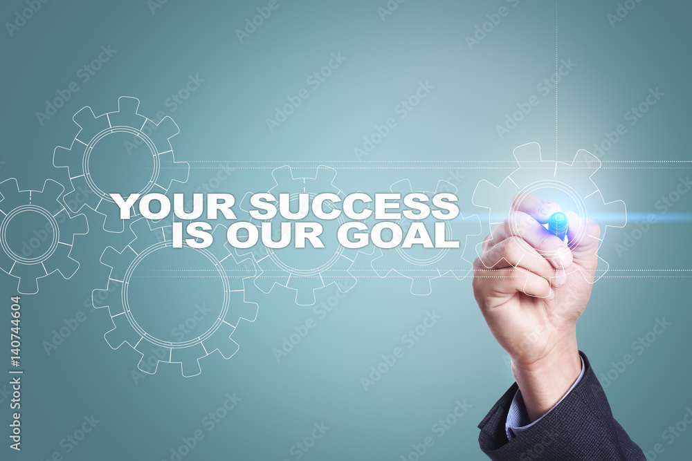 Businessman drawing on virtual screen. your success is our goal concept. Businessman drawing on virtual screen. your success is our goal concept.