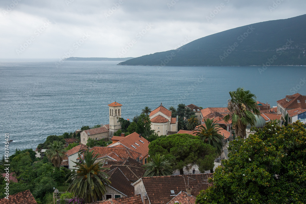 Perast, view on bay of Kotor, Montenegro