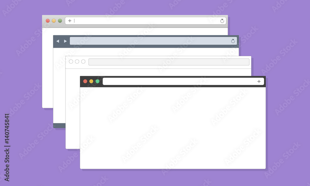 Set of blank minimal browser windows for computer. Mockups can be used ...