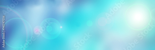 Hintergrund, Banner - Farbverlauf Blau Türkis Weiss mit Blendeneffekt - Blurred, lens flares