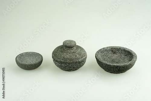 close up of bowls made of stone from Indonesia