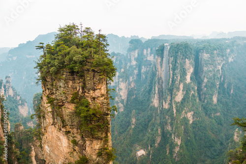 Observation elevator at mountain of Zhangjiajie national park  China