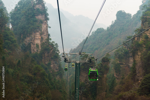 Cable car at mountain of Zhangjiajie national park, China