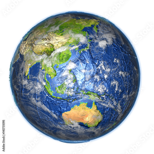Fotografi Australasia on Earth isolated on white