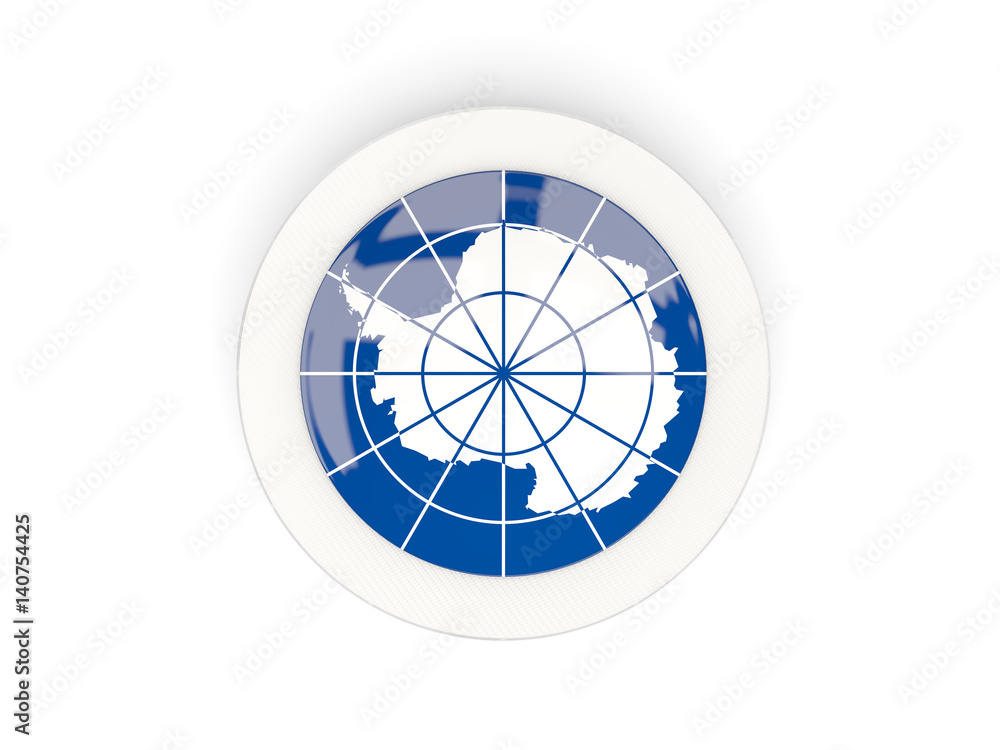 Round flag of antarctica with carbon frame Round flag of antarctica with carbon frame