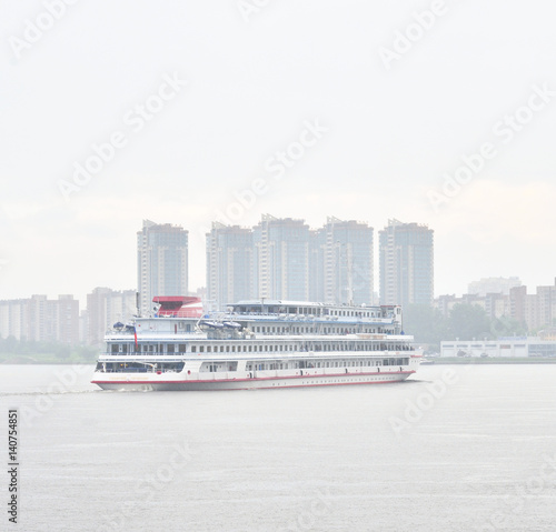Cruise liner on Neva River. © konstan