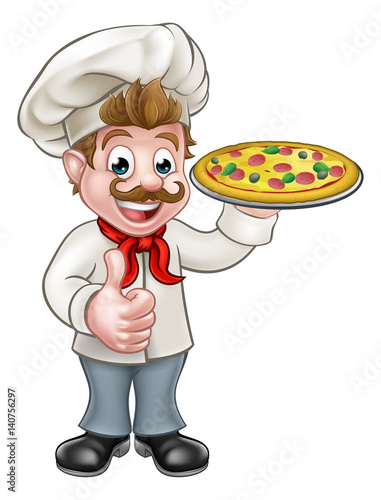 Cartoon Pizza Chef Character Mascot