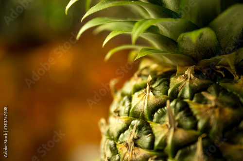 fresh pineapple close up shot with blurred background