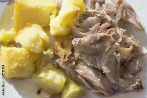 boiled tukey meat with potatoes photo