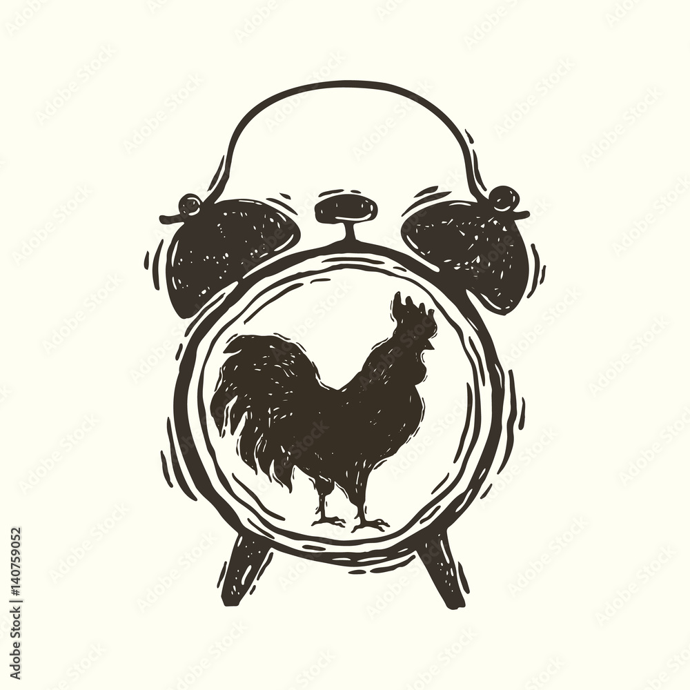 Alarm clock with Rooster Adobe Stock