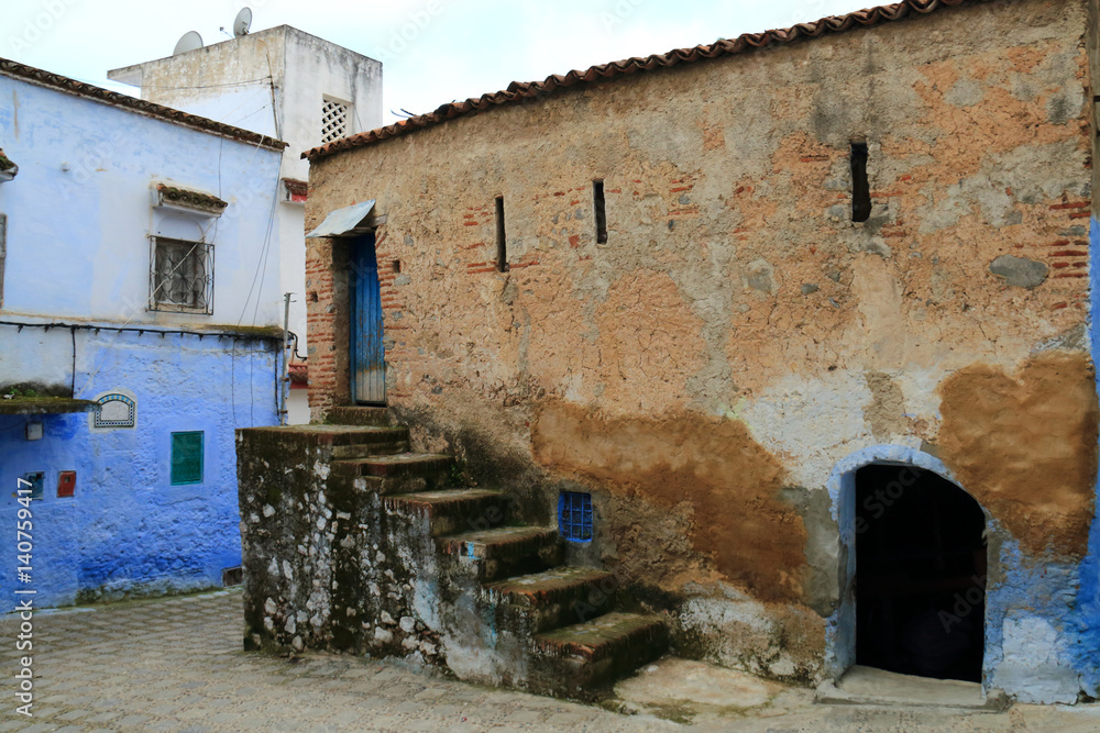 Detail of a street in the village of Chefchaouen in Morocco, a fantastic destination for a holiday