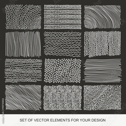 Collection of textures, brushes, graphics, design element. Hand-drawn. Abstract background. Modernistic Art.