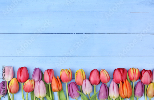 Fototapeta Naklejka Na Ścianę i Meble -  Tulpen auf Holz / Blumen