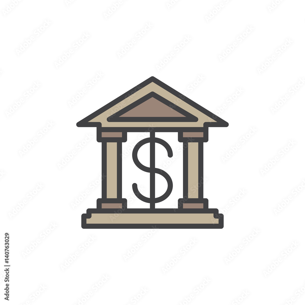 Bank building line icon, filled outline vector sign, linear colorful pictogram isolated on white. Symbol, logo illustration. Editable stroke. Pixel perfect Bank building line icon, filled outline vector sign, linear colorful pictogram isolated on white. Symbol, logo illustration. Editable stroke. Pixel perfect