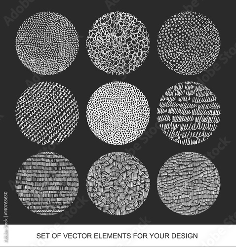 Collection isolated textures, brushes, graphics, design element. Handmade various unusual Elements of Design. Abstract background. Modernistic Art.