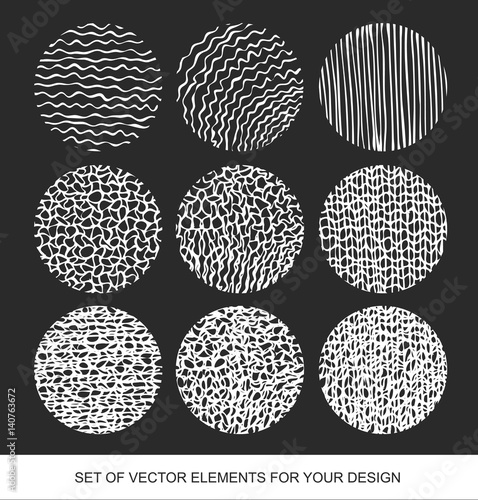 Collection isolated textures, brushes, graphics, design element. Handmade various unusual Elements of Design. Abstract background. Modernistic Art.