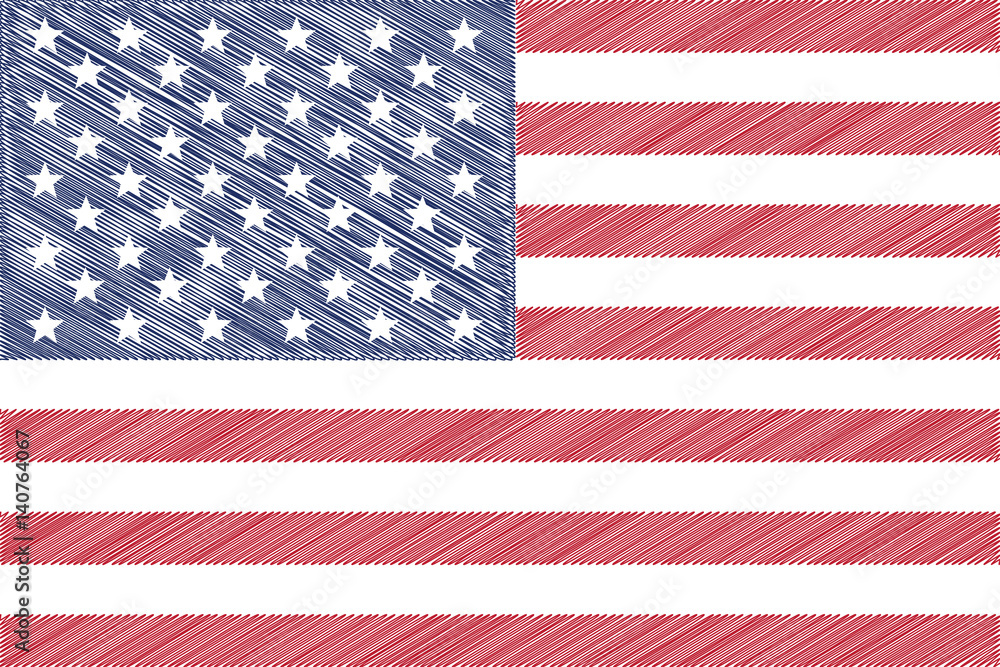 Fototapeta premium Flag of USA, pencil drawing vector illustration.