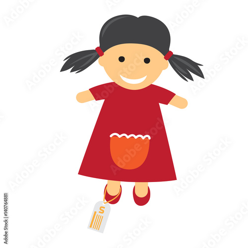 Toy with Price Icon. Illustration of Doll in Dress.