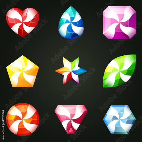 Set of gemstones for game