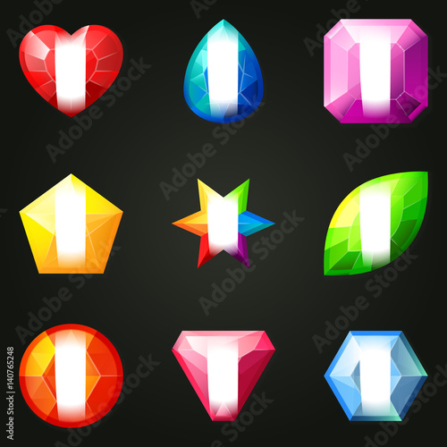 Set of gemstones for game
