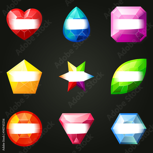 Set of gemstones for game