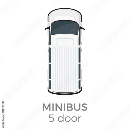 Five Doors Minibus Top View Flat Vector Icon