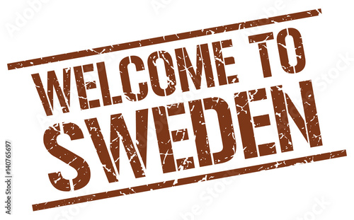 welcome to Sweden stamp