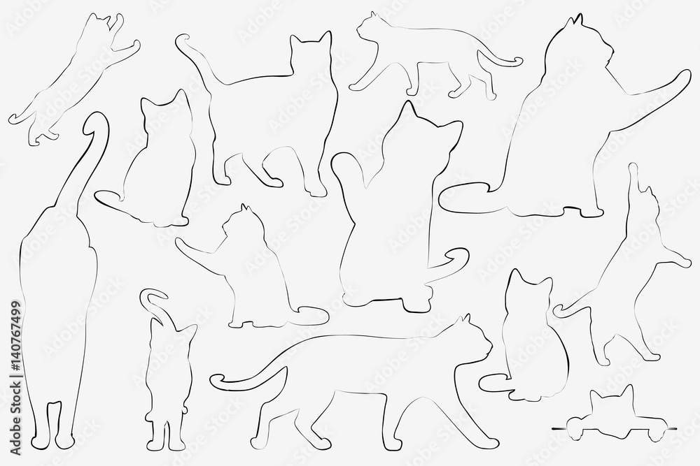Cats Collection - Vector Outline Set