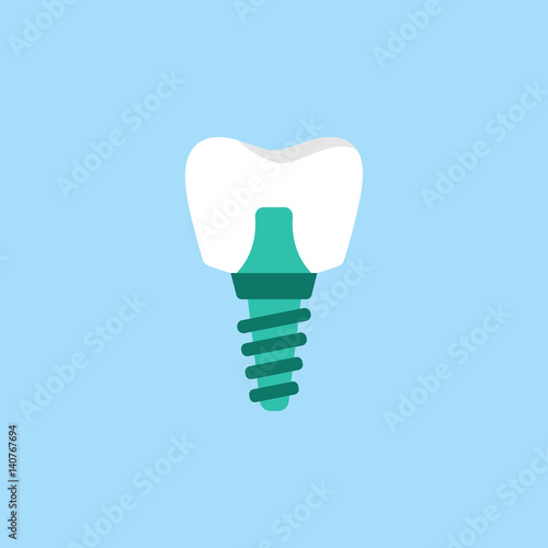 Dental implant flat icon, Dental and medicine, vector graphics, a colorful solid pattern on a blue background, eps 10.