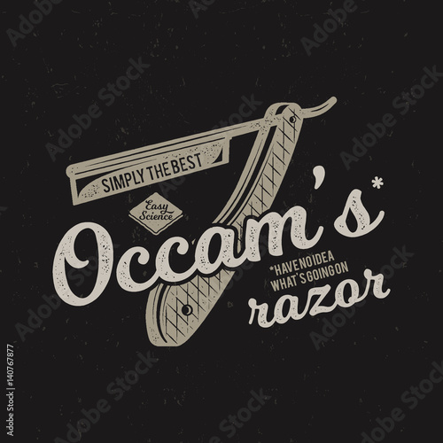 Vintage science poster and background with Occam's razor principle and typography elements. Science background theme. Retro colors style. Vector illustration of science background or poster
