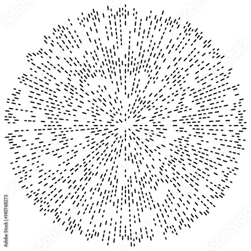 Random radial lines explosion effect. Radiating stripes circular pattern
