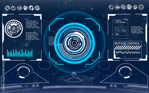 HUD UI for business app. Futuristic user interface HUD and Infographic elements. Abstract virtual graphic touch user interface. UI hud infographic interface screen monitor radar set web elements