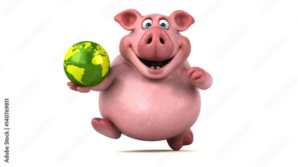 Fun pig running - 3D Animation Fun pig running - 3D Animation