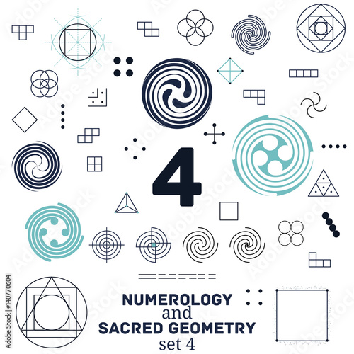 Sacred geometry and numerology symbols vector illustration.