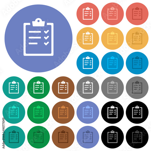 Task list round flat multi colored icons