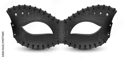 Black leather mask with rivets
