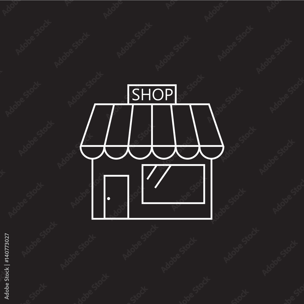 store line icon, market outline vector logo illustration, linear pictogram isolated on black store line icon, market outline vector logo illustration, linear pictogram isolated on black