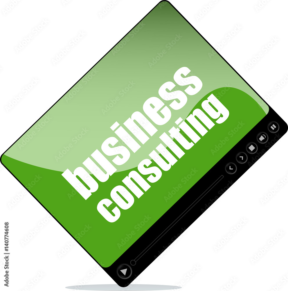 Video player for web with business consulting words Video player for web with business consulting words