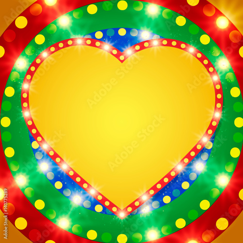 Retro heart banner on colorful shining background