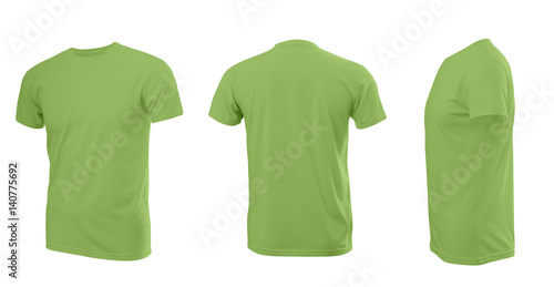 Greenery (color 2017) man's T-shirt with short sleeves with rear and side view on a white background